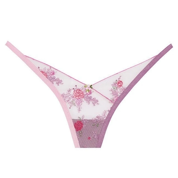 For Love & Lemons ✦ Rose Bloom Bra + Panty Set ✦ Floral Lace Satin S NWT - Picture 4 of 10
